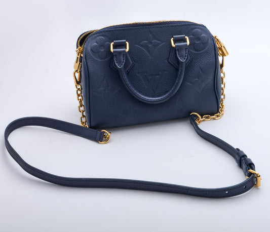 Louis Vuitton Speedy Blue Bandoulière Monogram Empreinte