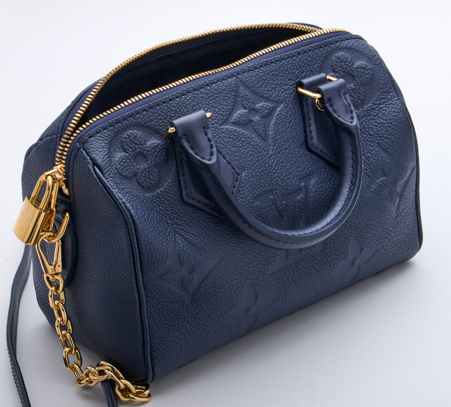 Louis Vuitton Speedy Blue Bandoulière Monogram Empreinte